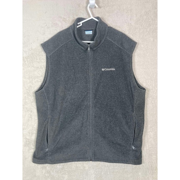 Columbia Steens Mountain Fleece Vest Mens XXL Charcoal Gray Full Zip Soft Jacket - Picture 4 of 9
